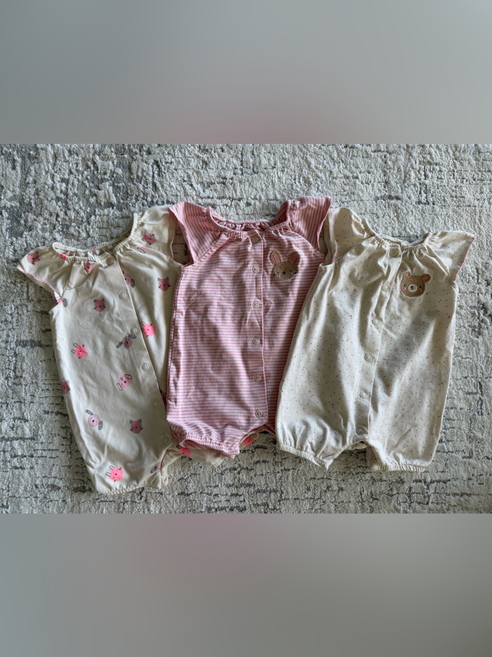 next Pink and Cream Baby One-Piece Rompers Set